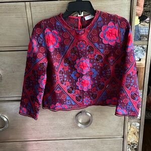 Sandro crop lace embroidered top, size 1